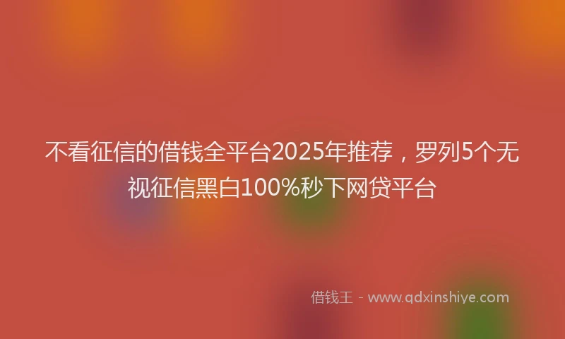 不看征信的借钱全平台2025年推荐，罗列5个无视征信黑白100%秒下网贷平台