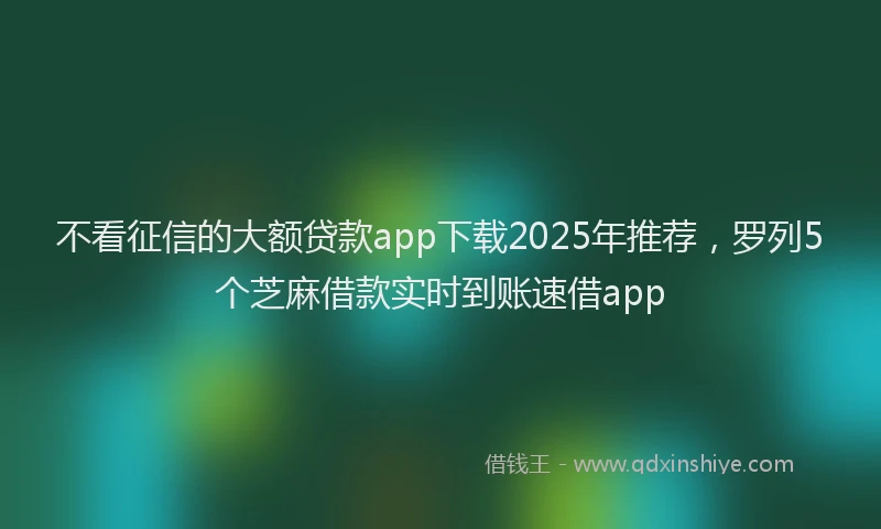 不看征信的大额贷款app下载2025年推荐，罗列5个芝麻借款实时到账速借app