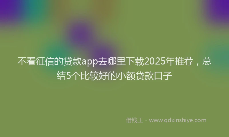 不看征信的贷款app去哪里下载2025年推荐，总结5个比较好的小额贷款口子