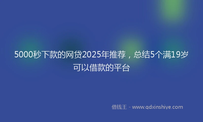 5000秒下款的网贷2025年推荐，总结5个满19岁可以借款的平台