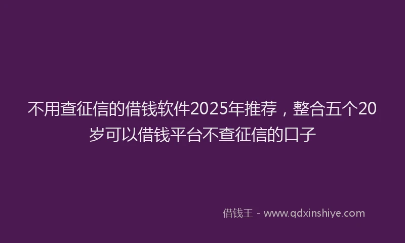 不用查征信的借钱软件2025年推荐，整合五个20岁可以借钱平台不查征信的口子