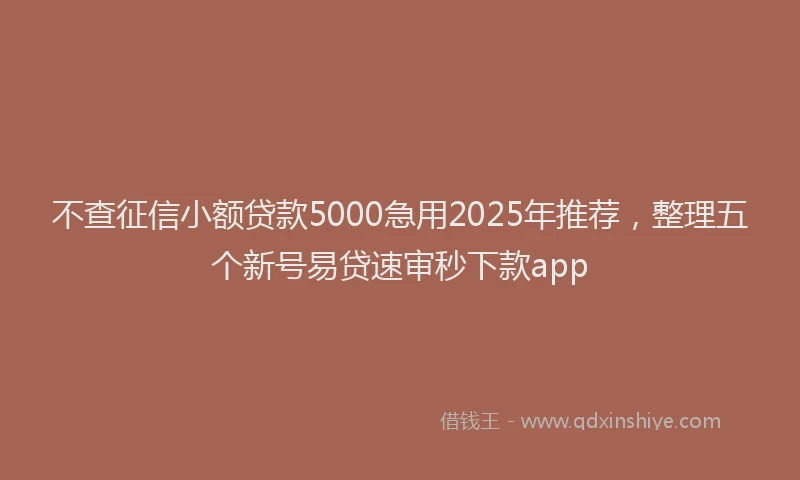 不查征信小额贷款5000急用2025年推荐，整理五个新号易贷速审秒下款app