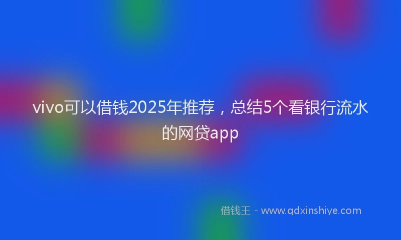vivo可以借钱2025年推荐，总结5个看银行流水的网贷app