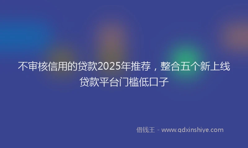 不审核信用的贷款2025年推荐，整合五个新上线贷款平台门槛低口子