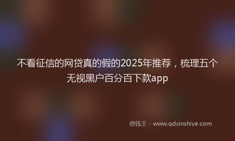 不看征信的网贷真的假的2025年推荐，梳理五个无视黑户百分百下款app