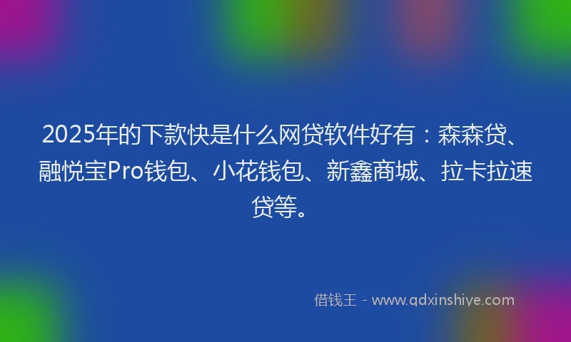 2025年的下款快是什么网贷软件好有：森森贷、融悦宝Pro钱包、小花钱包、新鑫商城、拉卡拉速贷等。