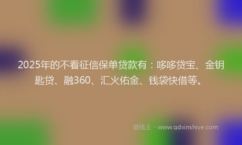 2025年的不看征信保单贷款有：哆哆贷宝、金钥匙贷、融360、汇火佑金、钱袋快借等。
