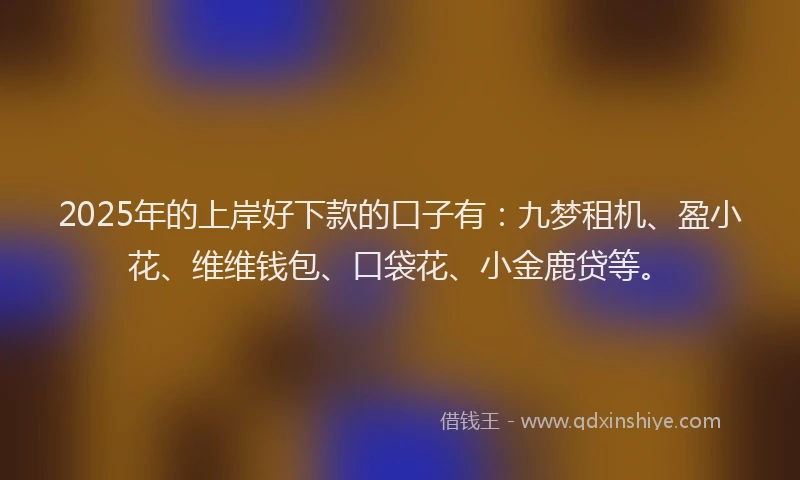 2025年的上岸好下款的口子有：九梦租机、盈小花、维维钱包、口袋花、小金鹿贷等。