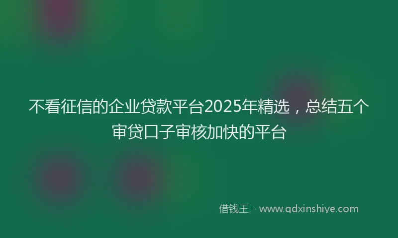 不看征信的企业贷款平台2025年精选，总结五个审贷口子审核加快的平台