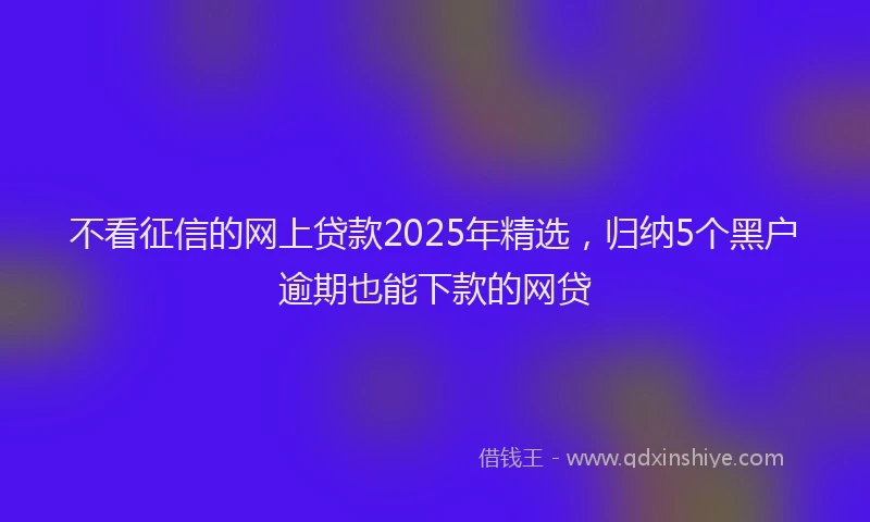 不看征信的网上贷款2025年精选，归纳5个黑户逾期也能下款的网贷