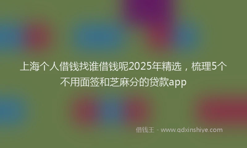 上海个人借钱找谁借钱呢2025年精选，梳理5个不用面签和芝麻分的贷款app