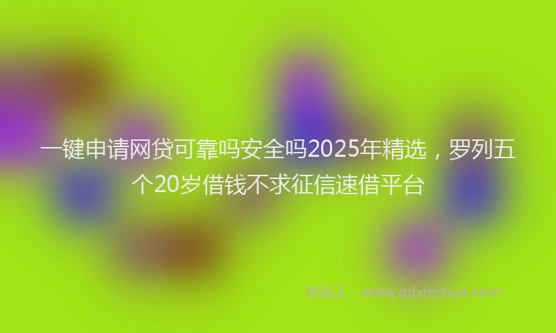 一键申请网贷可靠吗安全吗2025年精选，罗列五个20岁借钱不求征信速借平台