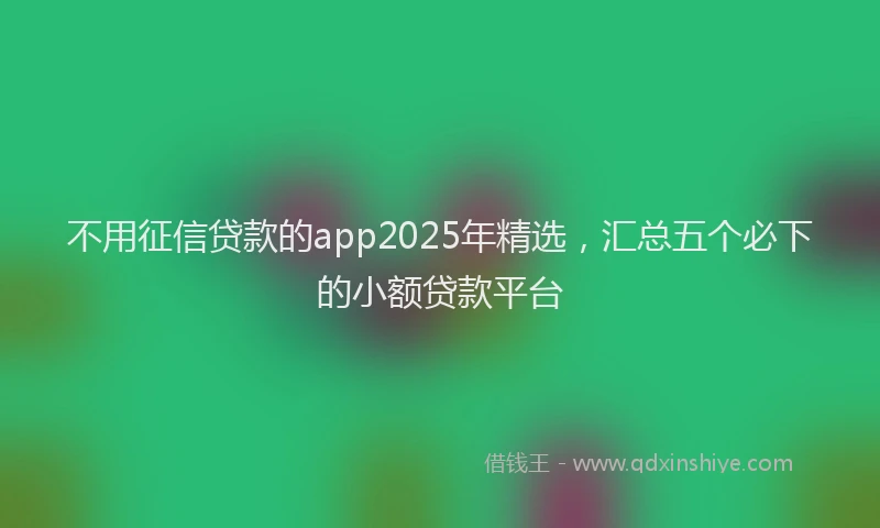 不用征信贷款的app2025年精选，汇总五个必下的小额贷款平台