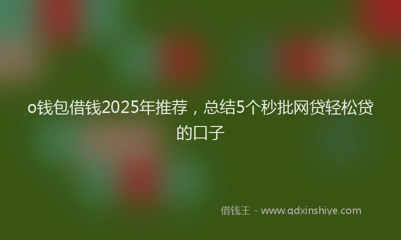 o钱包借钱2025年推荐，总结5个秒批网贷轻松贷的口子