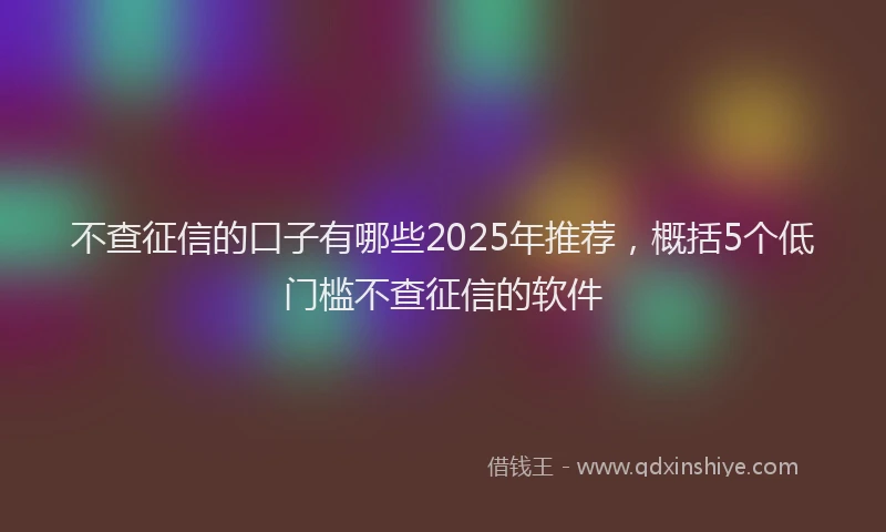 不查征信的口子有哪些2025年推荐，概括5个低门槛不查征信的软件