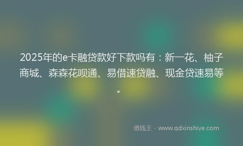 2025年的e卡融贷款好下款吗有：新一花、柚子商城、森森花呗通、易借速贷融、现金贷速易等。