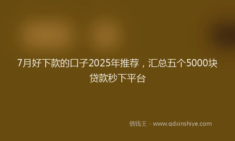 7月好下款的口子2025年推荐，汇总五个5000块贷款秒下平台