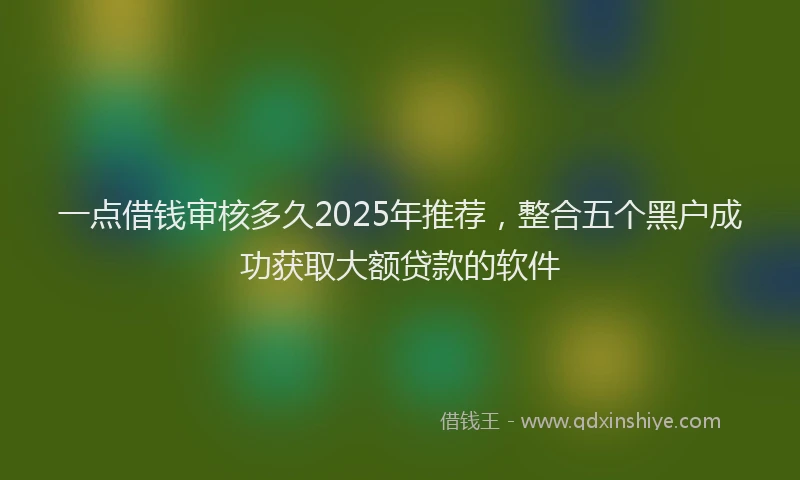 一点借钱审核多久2025年推荐，整合五个黑户成功获取大额贷款的软件