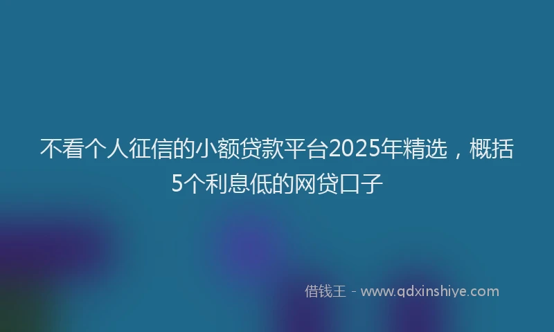 不看个人征信的小额贷款平台2025年精选，概括5个利息低的网贷口子