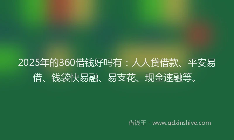 2025年的360借钱好吗有：人人贷借款、平安易借、钱袋快易融、易支花、现金速融等。