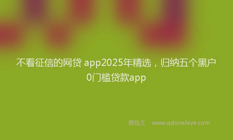 不看征信的网贷 app2025年精选，归纳五个黑户0门槛贷款app