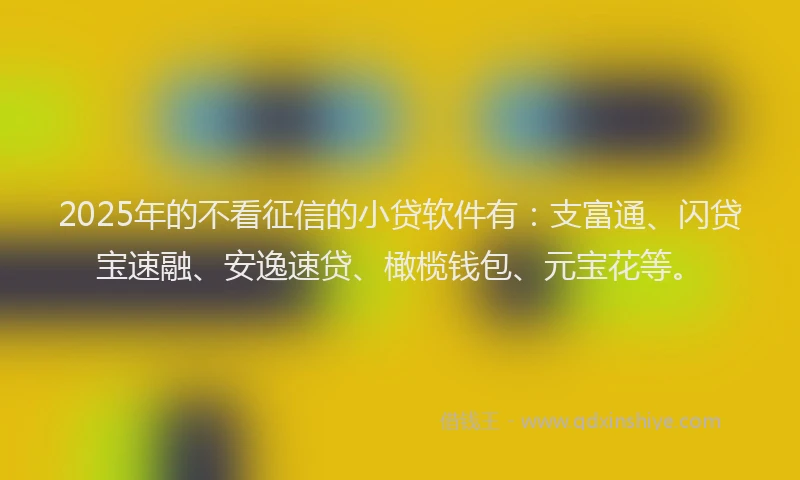 2025年的不看征信的小贷软件有：支富通、闪贷宝速融、安逸速贷、橄榄钱包、元宝花等。