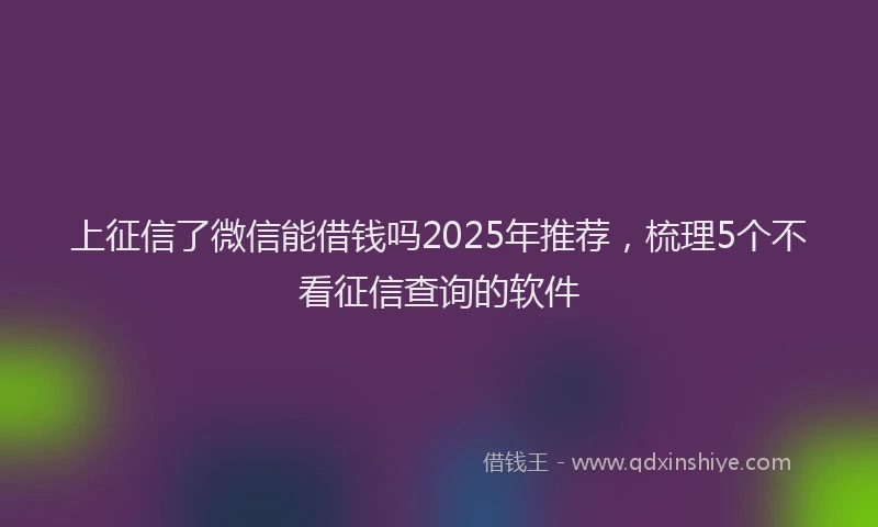 上征信了微信能借钱吗2025年推荐，梳理5个不看征信查询的软件