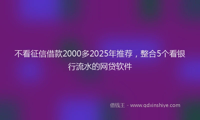 不看征信借款2000多2025年推荐，整合5个看银行流水的网贷软件