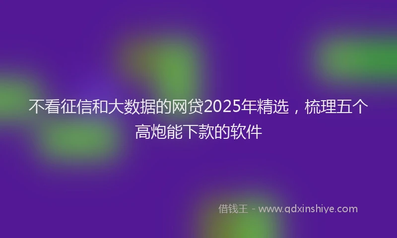 不看征信和大数据的网贷2025年精选，梳理五个高炮能下款的软件