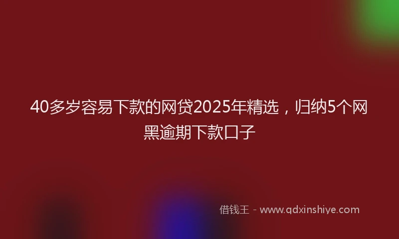 40多岁容易下款的网贷2025年精选，归纳5个网黑逾期下款口子