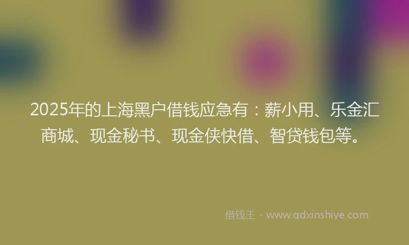 2025年的上海黑户借钱应急有：薪小用、乐金汇商城、现金秘书、现金侠快借、智贷钱包等。