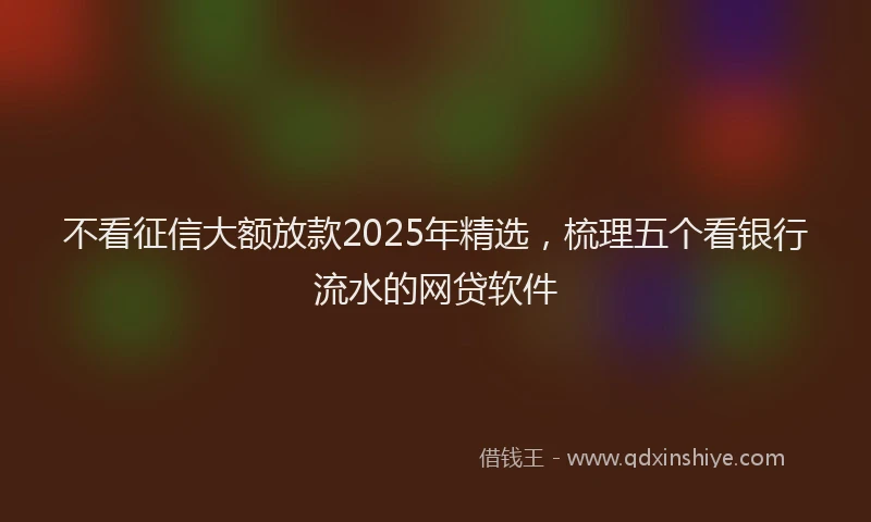 不看征信大额放款2025年精选，梳理五个看银行流水的网贷软件