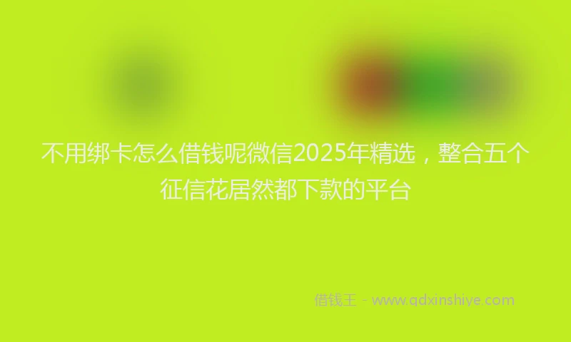 不用绑卡怎么借钱呢微信2025年精选，整合五个征信花居然都下款的平台