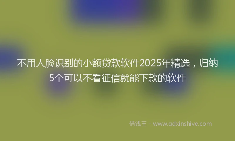 不用人脸识别的小额贷款软件2025年精选，归纳5个可以不看征信就能下款的软件