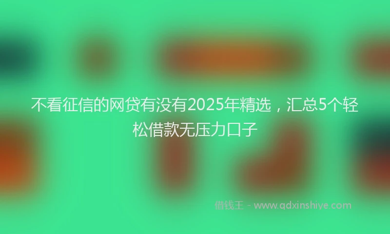 不看征信的网贷有没有2025年精选，汇总5个轻松借款无压力口子