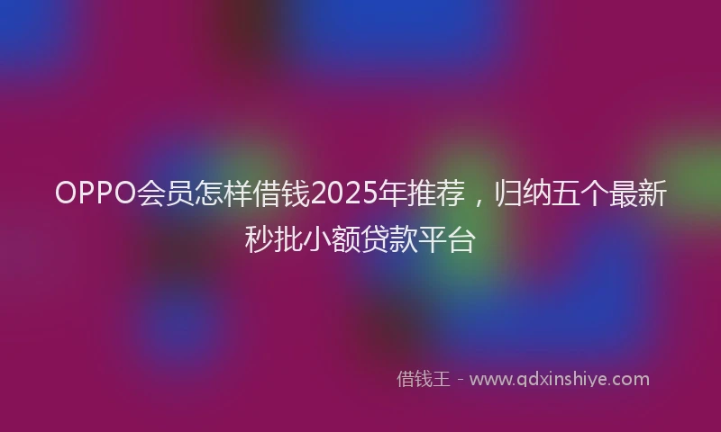 OPPO会员怎样借钱2025年推荐，归纳五个最新秒批小额贷款平台