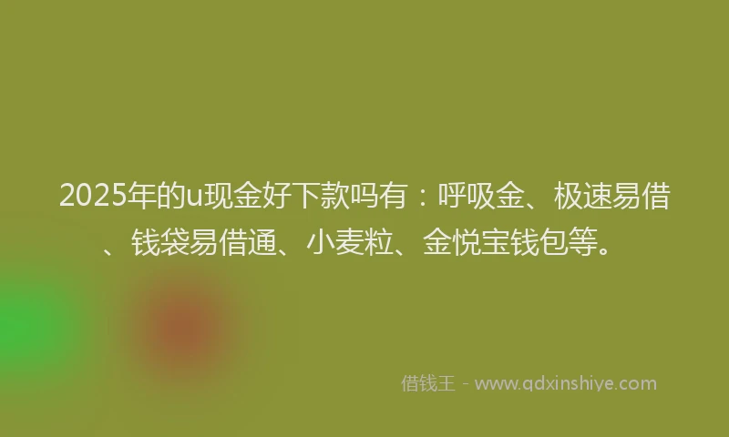 2025年的u现金好下款吗有：呼吸金、极速易借、钱袋易借通、小麦粒、金悦宝钱包等。