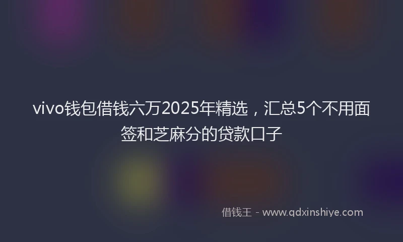 vivo钱包借钱六万2025年精选，汇总5个不用面签和芝麻分的贷款口子
