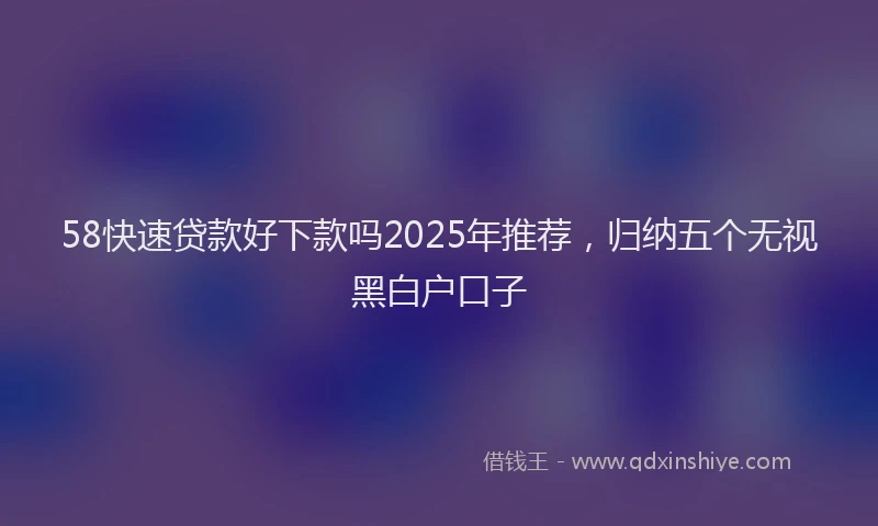 58快速贷款好下款吗2025年推荐，归纳五个无视黑白户口子