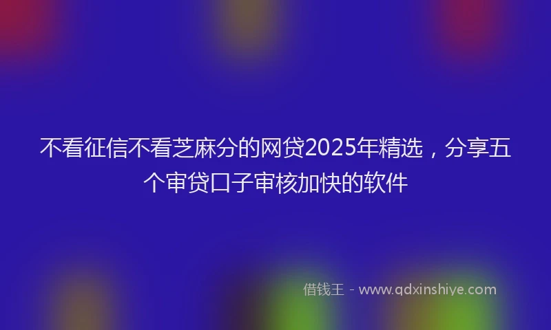 不看征信不看芝麻分的网贷2025年精选，分享五个审贷口子审核加快的软件
