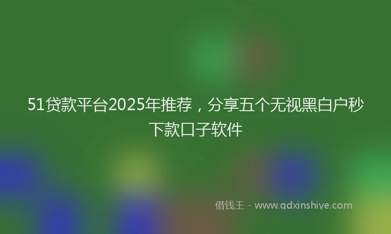 51贷款平台2025年推荐，分享五个无视黑白户秒下款口子软件