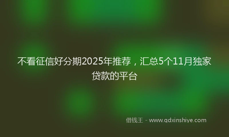 不看征信好分期2025年推荐，汇总5个11月独家贷款的平台