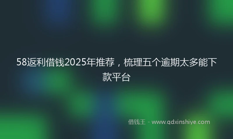 58返利借钱2025年推荐，梳理五个逾期太多能下款平台