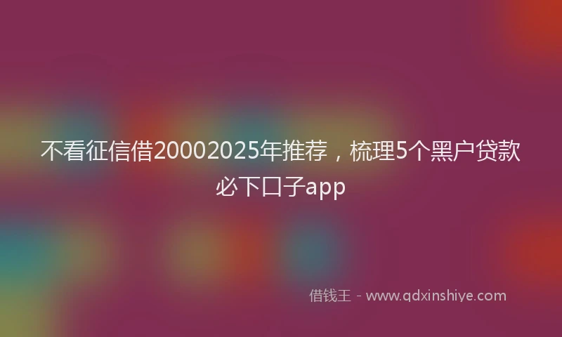 不看征信借20002025年推荐，梳理5个黑户贷款必下口子app