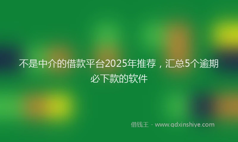 不是中介的借款平台2025年推荐，汇总5个逾期必下款的软件