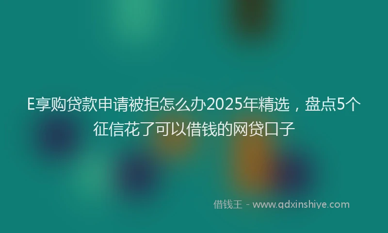 E享购贷款申请被拒怎么办2025年精选，盘点5个征信花了可以借钱的网贷口子