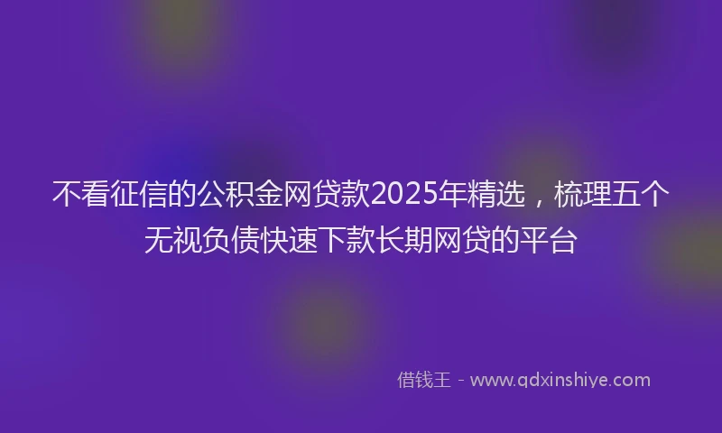 不看征信的公积金网贷款2025年精选，梳理五个无视负债快速下款长期网贷的平台