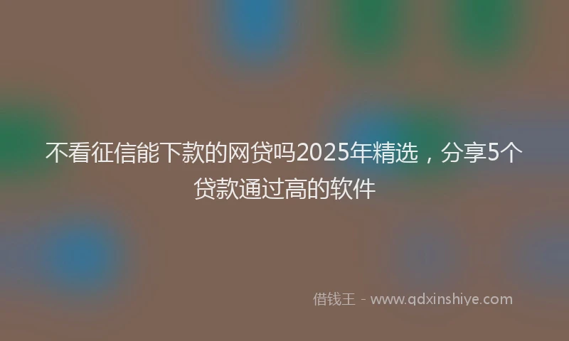 不看征信能下款的网贷吗2025年精选，分享5个贷款通过高的软件