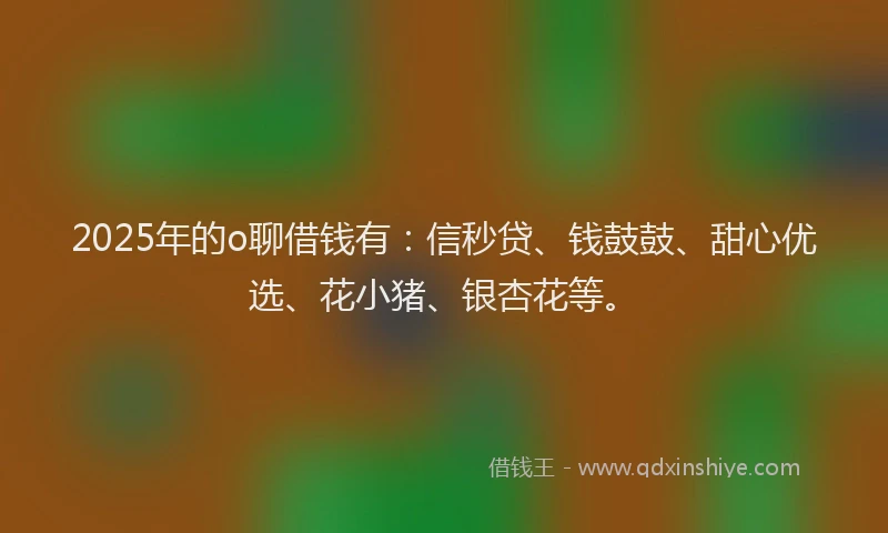 2025年的o聊借钱有：信秒贷、钱鼓鼓、甜心优选、花小猪、银杏花等。