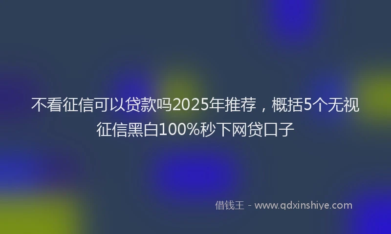 不看征信可以贷款吗2025年推荐，概括5个无视征信黑白100%秒下网贷口子